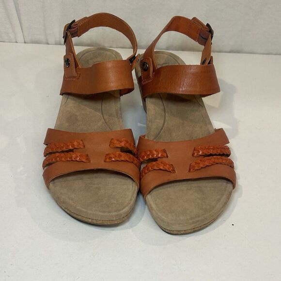 UGG SERINDA Orange Fire Opal Leather Cork Wedge Platform Sandals 8 - Picture 2 of 6